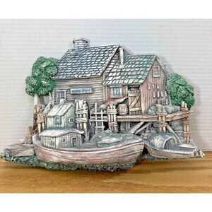 Vintage Burwood Products Seaside Boat Dock Wall Hanging Nautical Coastal Decor